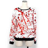 Maxbell Horror Bloody Fleece Sweatsuit O Neck Pullover Woman Halloween Costume S