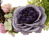 Maxbell Triplet Artificial Rose Silk Flower Leaves Door Wreath Garland Wedding Decor