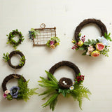 Maxbell Triplet Artificial Rose Silk Flower Leaves Door Wreath Garland Wedding Decor