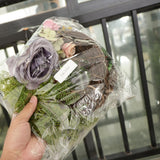 Maxbell Triplet Artificial Rose Silk Flower Leaves Door Wreath Garland Wedding Decor