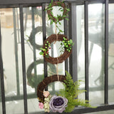 Maxbell Triplet Artificial Rose Silk Flower Leaves Door Wreath Garland Wedding Decor