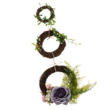 Maxbell Triplet Artificial Rose Silk Flower Leaves Door Wreath Garland Wedding Decor