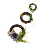 Maxbell Triplet Artificial Rose Silk Flower Leaves Door Wreath Garland Wedding Decor