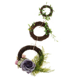 Maxbell Triplet Artificial Rose Silk Flower Leaves Door Wreath Garland Wedding Decor