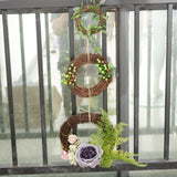 Maxbell Triplet Artificial Rose Silk Flower Leaves Door Wreath Garland Wedding Decor