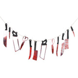 Maxbell Scary Bloody knife Saw Scissor Banner Garland Haunted House Hanging Decor