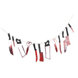 Maxbell Scary Bloody knife Saw Scissor Banner Garland Haunted House Hanging Decor