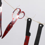Maxbell Scary Bloody knife Saw Scissor Banner Garland Haunted House Hanging Decor