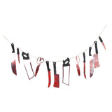 Maxbell Scary Bloody knife Saw Scissor Banner Garland Haunted House Hanging Decor