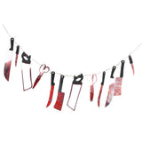 Maxbell Scary Bloody knife Saw Scissor Banner Garland Haunted House Hanging Decor