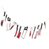 Maxbell Scary Bloody knife Saw Scissor Banner Garland Haunted House Hanging Decor