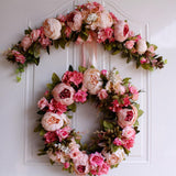 Maxbell Artificial Silk Peony Door lintel Flower Mirror Flower Garland Rose