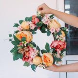 Maxbell Artificial Peony Flower Door Wreath Rattan Garland Wedding Venue Decor 2