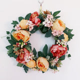 Maxbell Artificial Peony Flower Door Wreath Rattan Garland Wedding Venue Decor 2