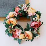 Maxbell Artificial Peony Flower Door Wreath Rattan Garland Wedding Venue Decor 2