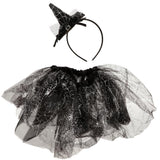 Maxbell Halloween Tutu Skirt & Headband Set Princess Witch Costume for Girls Black