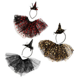 Maxbell Halloween Tutu Skirt & Headband Set Princess Witch Costume for Girls Black