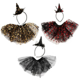 Maxbell Halloween Tutu Skirt & Headband Set Princess Witch Costume for Girls Black
