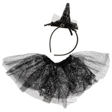 Maxbell Halloween Tutu Skirt & Headband Set Princess Witch Costume for Girls Black