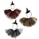 Maxbell Halloween Tutu Skirt & Headband Set Princess Witch Costume for Girls Black