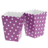Maxbell 12 Pieces Dot Popcorn Boxes Snack Buckets Birthday Party Bags Purple