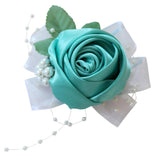 Maxbell Wrist Corsage Bridal Stretchy Bracelet Wedding Prom Hand Flower Blue