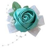 Maxbell Wrist Corsage Bridal Stretchy Bracelet Wedding Prom Hand Flower Blue