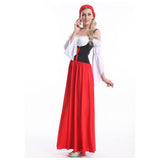 Maxbell Woman Ladies Long Red Oktoberfest Costume Beer Maid Wench Fancy Dress S