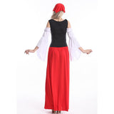 Maxbell Woman Ladies Long Red Oktoberfest Costume Beer Maid Wench Fancy Dress S
