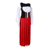 Maxbell Woman Ladies Long Red Oktoberfest Costume Beer Maid Wench Fancy Dress S