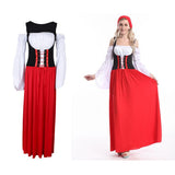 Maxbell Woman Ladies Long Red Oktoberfest Costume Beer Maid Wench Fancy Dress S