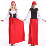 Maxbell Woman Ladies Long Red Oktoberfest Costume Beer Maid Wench Fancy Dress S