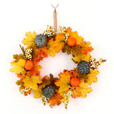 Maxbell Artificial Rattan Halloween Pumpkin Flower Wreath Front Door Wreath Decor A
