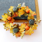 Maxbell Artificial Rattan Halloween Pumpkin Flower Wreath Front Door Wreath Decor A