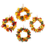 Maxbell Artificial Rattan Halloween Pumpkin Flower Wreath Front Door Wreath Decor A