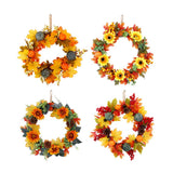 Maxbell Artificial Rattan Halloween Pumpkin Flower Wreath Front Door Wreath Decor A