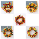 Maxbell Artificial Rattan Halloween Pumpkin Flower Wreath Front Door Wreath Decor A
