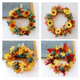 Maxbell Artificial Rattan Halloween Pumpkin Flower Wreath Front Door Wreath Decor A