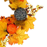 Maxbell Artificial Rattan Halloween Pumpkin Flower Wreath Front Door Wreath Decor A