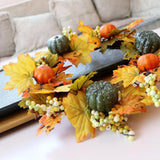 Maxbell Artificial Rattan Halloween Pumpkin Flower Wreath Front Door Wreath Decor A