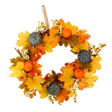 Maxbell Artificial Rattan Halloween Pumpkin Flower Wreath Front Door Wreath Decor A