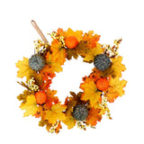 Maxbell Artificial Rattan Halloween Pumpkin Flower Wreath Front Door Wreath Decor A
