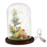 Maxbell Christmas Pine Tree USB Light Micro Landscape Glass Cover Dome Bell Jar Cloche Table Decor Ornaments - Aladdin Shoppers