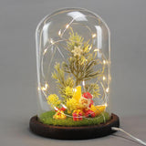 Maxbell Christmas Pine Tree USB Light Micro Landscape Glass Cover Dome Bell Jar Cloche Table Decor Ornaments - Aladdin Shoppers