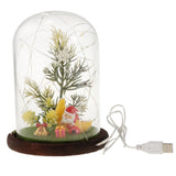 Maxbell Christmas Pine Tree USB Light Micro Landscape Glass Cover Dome Bell Jar Cloche Table Decor Ornaments - Aladdin Shoppers