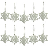 10pcs Christmas Fabric Snowflake Pendants Christmas Tree Ornaments White