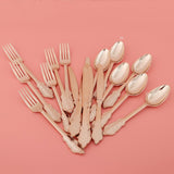 60 xDisposable Plastic Forks Spoons Knifes Party Decorations Rose Golden