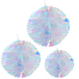 Maxbell Pack of 3 Rainbow Film Foil Gradient Hanging Honeycomb Flower Ball Wedding Venue Decor - Aladdin Shoppers