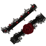 Maxbell 2 Pieces Lace Garters With Red Rose Decor Wedding Bride Costume Accessories - Aladdin Shoppers