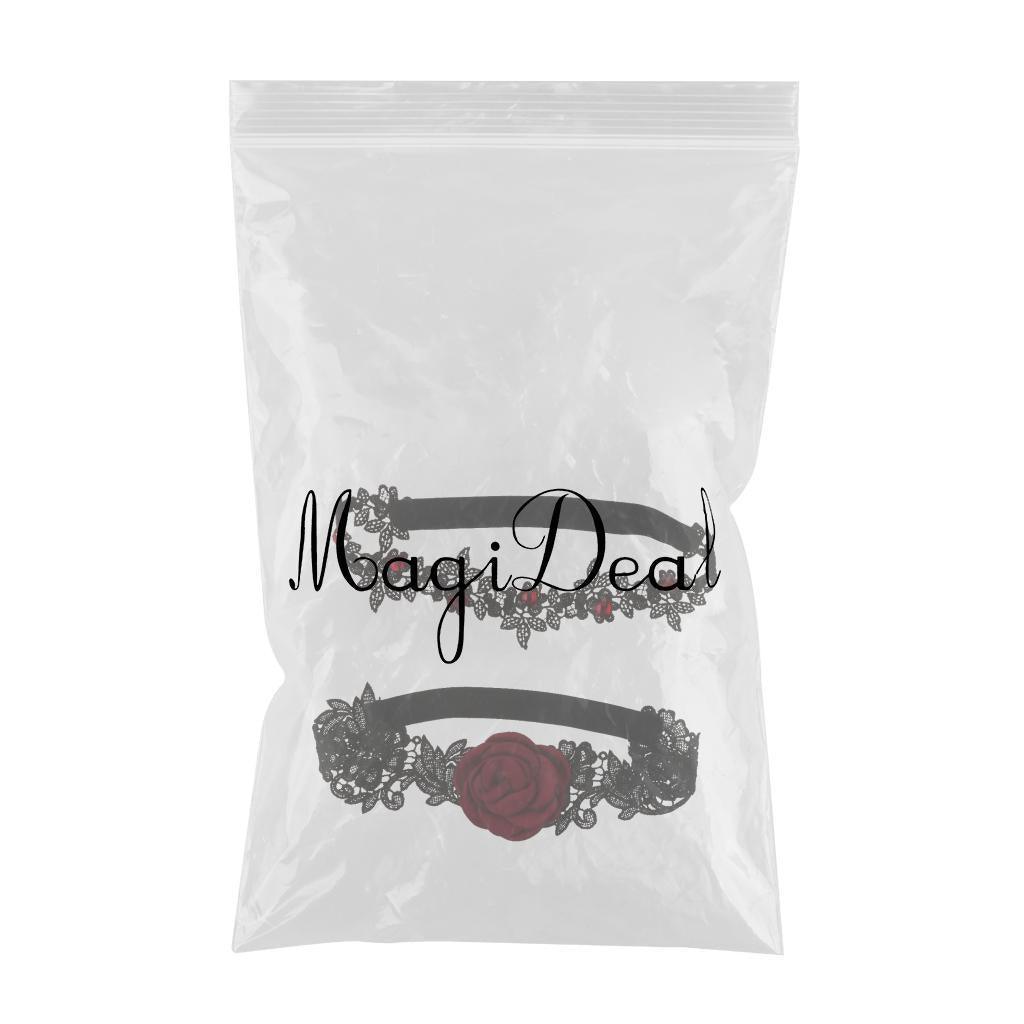 Maxbell Maxbell 2 Pieces Lace Garters With Red Rose Decor Wedding Bride Costume Accessories